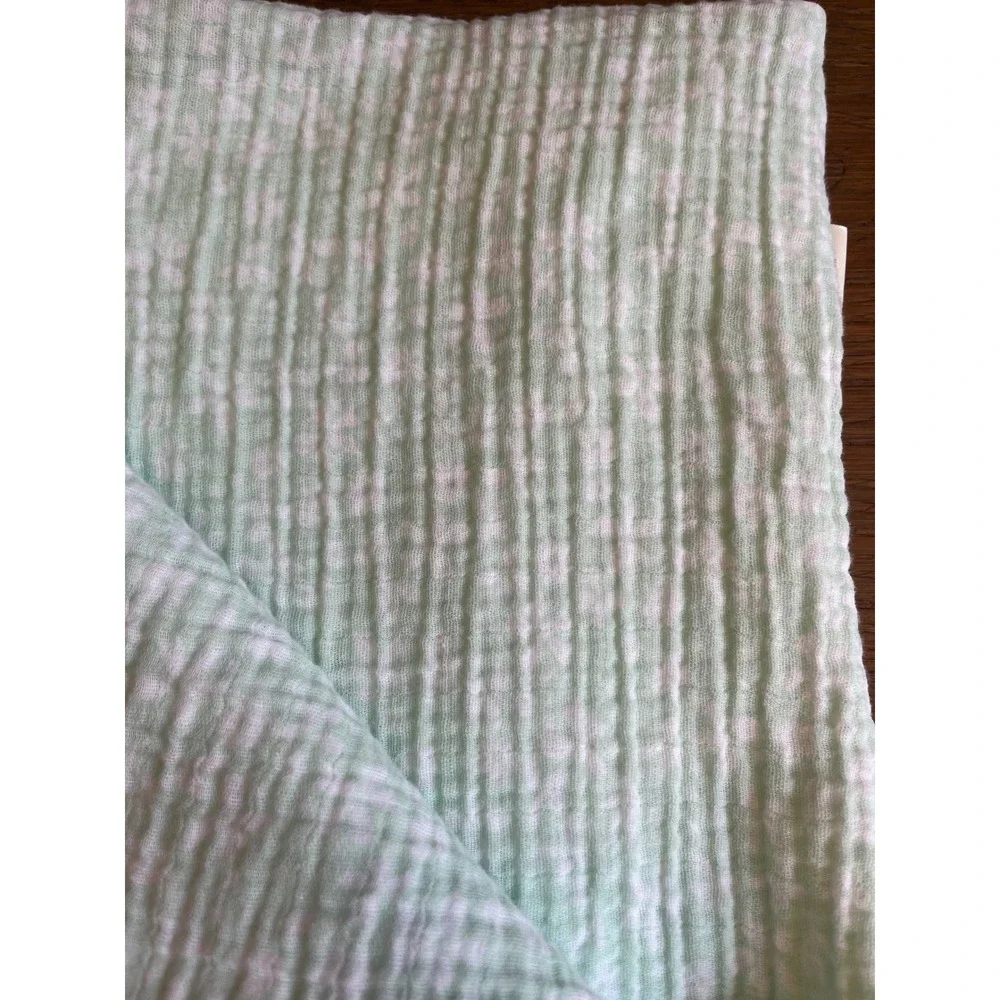Cloud Island Sea / Mint Green White Gingham Cotton Muslin Baby Swaddle Blanket